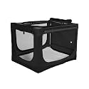 30 x 21 x 21 Inch Collapsible Soft Dog Crate for Dogs Up to 50 lbs, Portable Travel Pet Kennel with 4 Zip Doors, Foldable Indoor Outdoor Crate with Mat, Carry Bag, Black