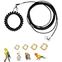 300 cm Bird Harness, with 4 Different Size Foot Ring, with Anti Lost Bracelet, Retractable Anti-Bite Parrot Harness, Bird Flight Training Rope for Budgies,Cockatiels (Black)