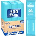 300 Pack Ultra Thick Body Wipes Individually Wrapped, Size 7.87" x 9.45"