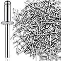 300 Pcs 1/4" x 5/8" Blind Rivets Aluminum Blind Rivets Aluminum Body Steel Mandrel Rivet for Automotive Metal DIY Enthusiasts Fragile Panels Cases