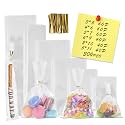 300 PCS Clear Flat Cellophane Treat Bags with 3x5",4x6",5x7",6x9",2x10",5x11",Treat Bags with Ties are Good for Pretzel Rods,Bakery, Cookies, Candies,Dessert.