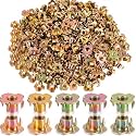 300 Pcs T-Nuts 3/8"-16 for Climbing Wall Wood, Iridescent Zinc