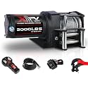 XPV AUTO 3000 lb 12V DC Electric Winch with Both Wireless Handheld Remote and Corded Control Recovery Steel Cable Waterproof Winch for UTV ATV Boat