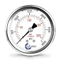 3000 PSI Liquid Filled Pressure Gauge with NIST Traceable Certificate, Calibrated in USA Lab, 2.5" Dial, 1/4 NPT Back Mount, ASME Grade A, 304 SS Case, Brass Wetted Parts, PSI/Bar