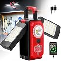 3000LM Rechargeable Work Light, Magnetic LED Work Light with 4 Light Modes, Hook, Foldable&Rotatable Design, IP65 Waterproof Portable Work Lights for Job Site Garage Camping Car Repairing