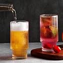 300ml Ribbed Shape Drinking Glass, Highball Glasses, Premium Iced Coffee Glasses, Clear Glass Tumbler for Water, Mojito, Juice, etc (2)