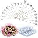300PCS 1.5 Inch and 2 Inch Straight Corsage Boutonniere Pins with Crystal Heads Diamond, Rhinestone Flower Pins for DIY Decoration, Crafts, Sewing, Floral Bouquet and Wedding Bridal Hair Accessories