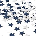 300pcs Navy Blue White Silver Confetti,Glitter Paper decor Twinkle Little Star Table Confetti,Birthday Graduation 2026 Fathers Day Wedding Baby Shower Party Decorations Circle Dots Lasting Surprise