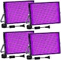 300W Black Lights for Glow Party, LED Blacklight IP65 Waterproof with US Plug and Switch 385-400nm UV Black Light for Halloween Decoration,Body Painting,Fluorescent Painting(4 Pack)