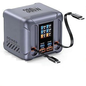 300w gan charging station with usb c port type c retractable cable digital display multi-device organizer fast charging dock hw866
