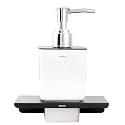 304 Grade Steel and Glass Liquid Soap Dispenser (Anti-Rust,Wall Mounted) for Bathroom and Washbasin Hand wash Dispenser Bathroom Accessories (Bathroom soap Holder) ABS Material - Black Finish