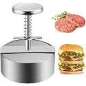 304 Stainless Steel Burger Press - 4.5" Adjustable Hamburger Patty Maker with Non-Stick Mold & Spring Button, Heavy Duty Easy Release for Beef, Burgers, BBQ (Dishwasher Safe & Rustproof)