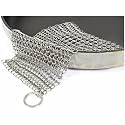 304 Stainless Steel Cast Iron Scrubber - 7 x 7 Inches Cleaner Chainmail Dish Scouring Pad for Dishwasher Cleaning - Chainmail Scrubber for cast Iron Pans - Dutch Ovens Grills