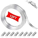 304 Stainless Steel Hose Clamp Assortment Kit,DIY 12FT Metal Strap + 8 Stronger Fasteners,Adjustable Large Worm Gear Hose Clamps Screw Clamps for Pipe,Duct,Tube,and Fuel Line