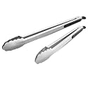 304 Stainless Steel Kitchen Cooking Tongs, 12 &amp; 14 Inch, Set of 2, Black