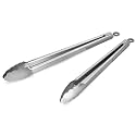 304 Stainless Steel Kitchen Cooking Tongs, 14 &amp; 16 Inch, Set of 2, Grey