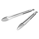 304 Stainless Steel Kitchen Cooking Tongs, 12 &amp; 14 Inch, Set of 2, Grey