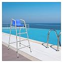 304 Stainless Steel Lifeguard Chair - Removable Referee Equipment with Hook & ABS Seat, Rustproof for 4-6 FT Pool Deck, Sturdy Metal Design, 59 Inch Height