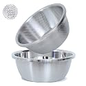304 Stainless Steel Microporous Colander, 5QT Large Capacity with Mixing Bowl For washing vegetables, fruit and rice and for draining cooked pasta(2PC)