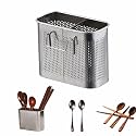 304 Stainless Steel Utensil Drainer, 2-Tier Silverware Drying Rack with Hooks, Anti-Rust Kitchen Sink Organizer & Cutlery Holder for Dishwasher, Countertop Space-Saving Storage, Brushed Finish