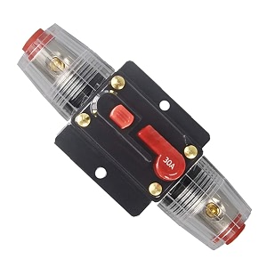 30a 40a 50a 60a 80a 100a 150a audio circuit breaker auto car stereo inline fuse holders inverter manual reset 12v-24v dc for automotive marine boat audio system protection 30a