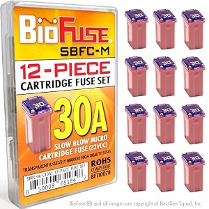 30a sbfc-m slow blow micro cartridge 12-piece fuse assortment mcase fmm type fuses
