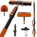 30Ft Reach Solar Panel Cleaning Brush Kit with 5-24ft Telescoping Pole, Water Fed Window Cleaner Tool with 20" Brush, Soap Dispenser, Cobweb Duster, Squeegee for Roof, RV, Gutter, Boat, Deck