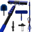 30Ft Reach Solar Panel Cleaning Brush Kit with 5-24ft Telescoping Pole, Water Fed Window Cleaner Tool with 20" Brush, Soap Dispenser, Cobweb Duster, Squeegee for Roof, RV, Gutter, Boat, Deck