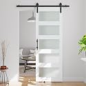 30in x 84in 5-Panel Sliding Glass Barn Door with 4ft Hardware Kit