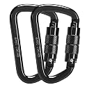 30KN Auto Locking Carabiner Clip Twist Lock Heavy Duty Carabiner for Climbing Rock Tree Rappelling Mountaineering Rescue Arborist Aerial Large Carabiners,D-Shaped,2PACK