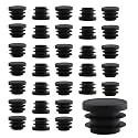 30Pcs 19mm(3/4Inch) Round Plastic Plug, Pipe Tubing End Cap, Black Furniture Finishing Sliders, Plastic Glide Protection for Round Metal Tube and Furniture