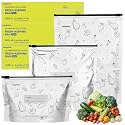 30PCS Reusable Aluminum Foil Sealable Storage Bags, 3 Sizes Upgraded Reusable Aluminum Foil Freezer Bags with Label and Upgraded Zipper for Meat and Seafood (10*S+10*M+10*L)