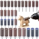 30Pcs Sanding Drums for Dremel Rotary Tool with 1/8" Shank, Sanding Sticks for Plastic Wood Metal Grinding Polishing, 180/240/320/400/600/1000/1500/2000/3000 Grits