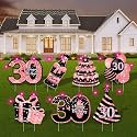 30th Birthday Decorations for Her - 7 Pcs Birthday Yard Signs with Stakes, LED Lights &amp; Double-Sided Tape | Happy 30th Decor | Outdoor/Indoor Party Favors, Photo Props &amp; Lawn Decorations