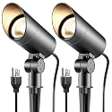30W LED Spotlight Outdoor 120V Waterproof Spot Light 3000LM Ultra Bright Spot Lights Outdoor Warm White Landscape Lighting with 5FT Cord with Plug for Flag Pole Tree Yard Garden(2pack)