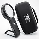 30X 10X Hands-Free Magnifying Glass with Stand, USB Rechargeable LED Light, Storage Case | Handheld Magnifier for Reading