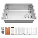 31" X 18" Undermount Kitchen Sink Offset Drain with Workstation