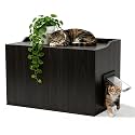 31.5" Cat Litter Box Enclosure Furniture with Door,Dark Walnut