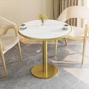 31.5" Circle Tulip Table with Sintered Stone Tabletop, Gold Edge &amp; Pedestal
