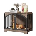 31.5" Farmhouse Dog Crate Furniture for Small Dogs, Decorative Pet House End Table, Wooden Dog Kennel Furniture Indoor, Light Walnut