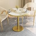 31.5" Round Tulip Table with Sintered Stone Tabletop, Gold Edge &amp; Pedestal