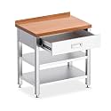 31.5" Stainless Steel Prep Table, 3‑Tier Shelves with Drawer