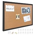 31.5"x48" Black Wood Framed Hanging Cork Bulletin Board