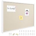 31.5"x48" White Framed Natural Wood Tone Bulletin Board, Pin Board