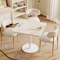 31.5'' Tulip Table, Square Dining Table with Glossy Sintered Stone Tabletop