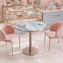 31.5'' Tulip Table, Round Dining Table with Glossy Sintered Stone Tabletop