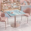 31.5'' Tulip Table, Square Dining Table with Glossy Sintered Stone Tabletop