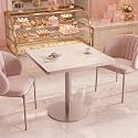 31.5'' Tulip Table, Square Dining Table with Glossy Sintered Stone Tabletop