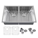31 Inch Double Undermount Kitchen Sinks,16 Gauge T304 Stainless Steel Sink