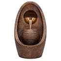 31 Inch Large Indoor Water Fountain with Warm LED Light, Premium Fiber Decorative Waterfall for Home, Living Room, Office & Entrance Décor